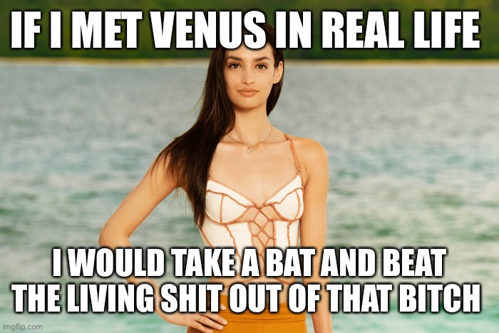 Survivor | IF I MET VENUS IN REAL LIFE; I WOULD TAKE A BAT AND BEAT THE LIVING SHIT OUT OF THAT BITCH | image tagged in survivor | made w/ Imgflip meme maker