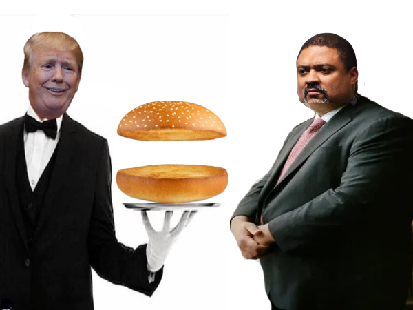 Trump serves Alvin Bragg a big nothing burger Blank Meme Template