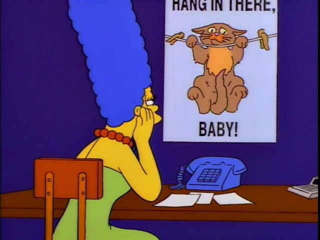 High Quality Simpsons Cat Poster Hang In There, Baby! Blank Meme Template