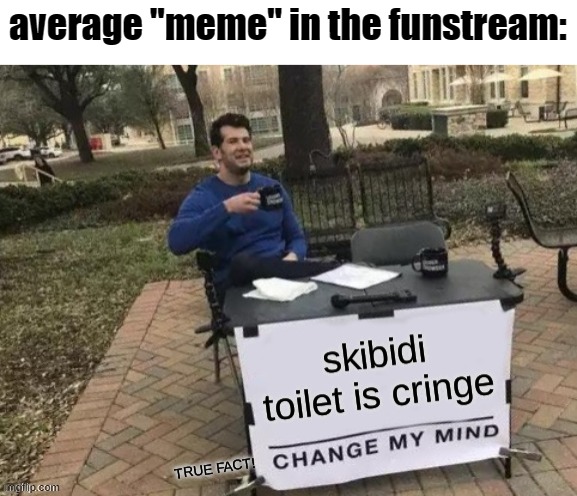 this anti-skibidi "memes" are honestly pretty overrated and get milked just like those content farms | average "meme" in the funstream: | made w/ Imgflip meme maker