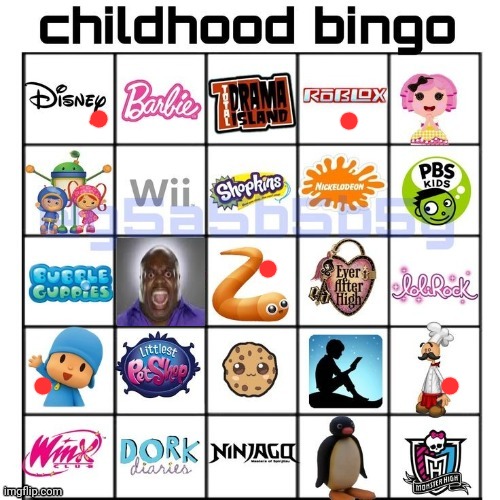 Childhood bingo | image tagged in childhood bingo | made w/ Imgflip meme maker