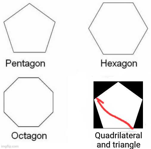 Eraser | Quadrilateral and triangle | image tagged in memes,pentagon hexagon octagon | made w/ Imgflip meme maker