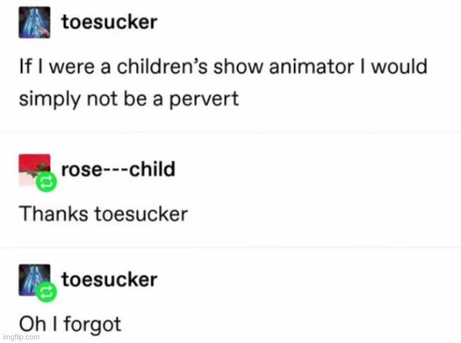 toesucker | image tagged in tumblr | made w/ Imgflip meme maker