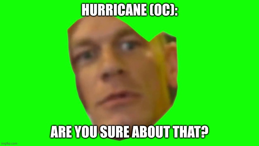 Are you sure about that? (Cena) | HURRICANE (OC): ARE YOU SURE ABOUT THAT? | image tagged in are you sure about that cena | made w/ Imgflip meme maker