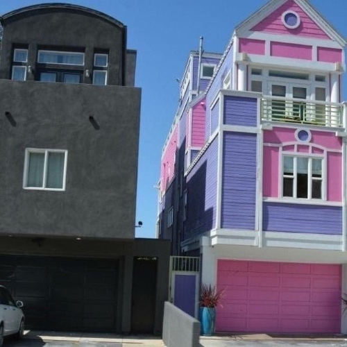 High Quality Goth house and pink house Blank Meme Template
