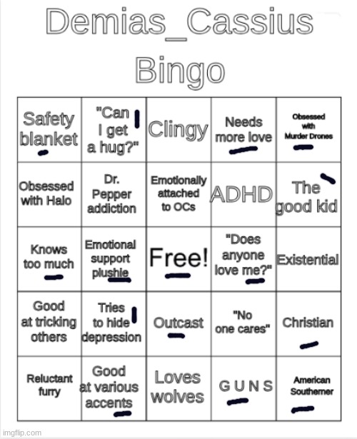 e | image tagged in demias_cassius bingo | made w/ Imgflip meme maker