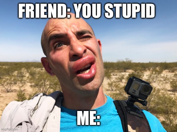 You stupid | FRIEND: YOU STUPID; ME: | image tagged in coyote peterson,stupid,fun,funny,meme,shitpost | made w/ Imgflip meme maker