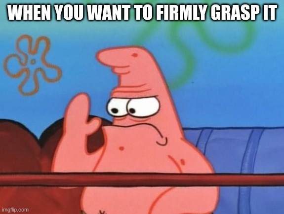 Firmly grasp it | WHEN YOU WANT TO FIRMLY GRASP IT | image tagged in spongebob,funny | made w/ Imgflip meme maker