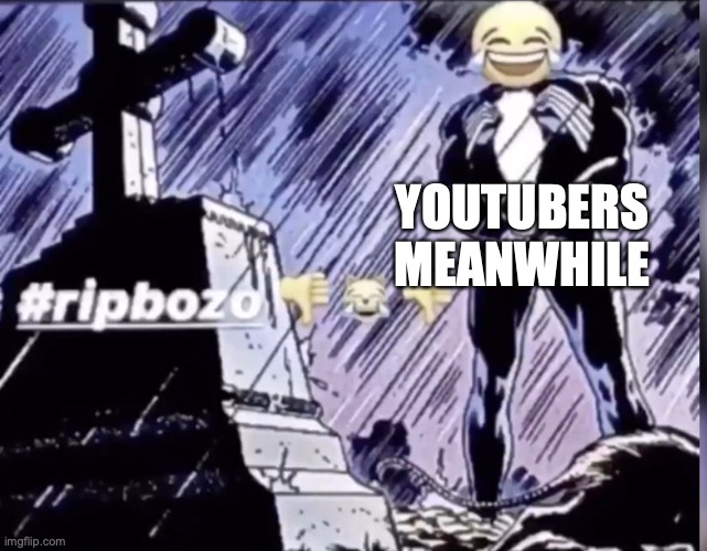 YOUTUBERS MEANWHILE | image tagged in rip bozo | made w/ Imgflip meme maker