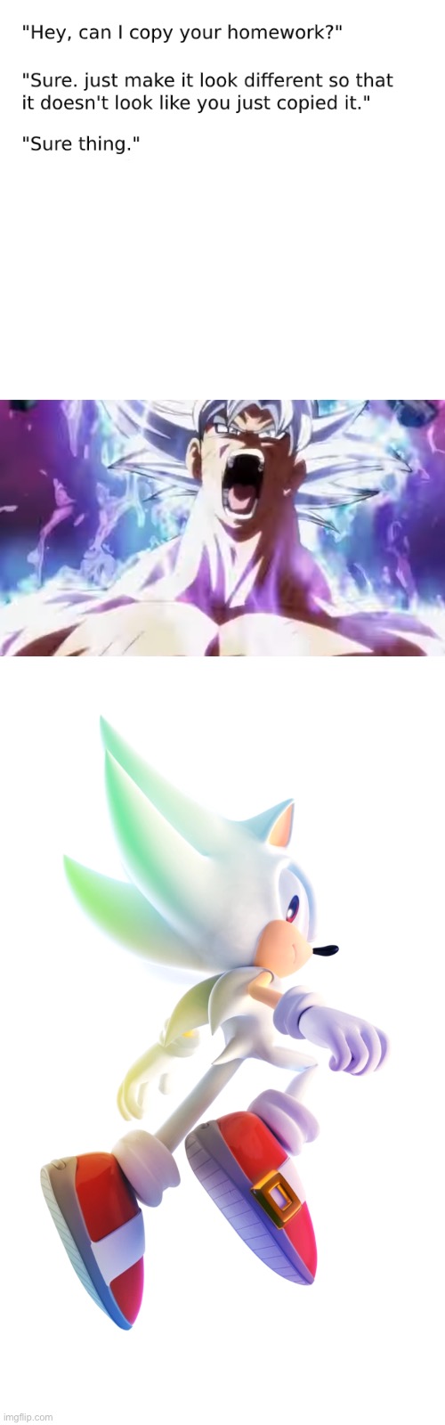 Sonk and noku | image tagged in hey can i copy your homework template,pissed off goku,hyper sonic | made w/ Imgflip meme maker