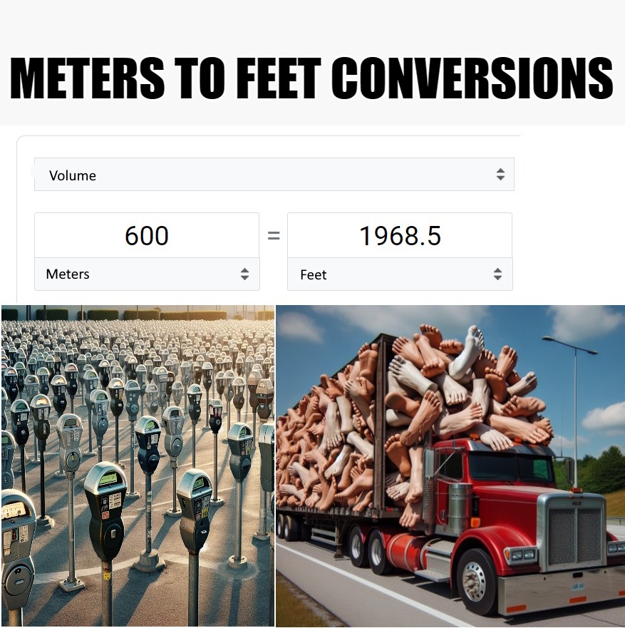 Meters to feet conversion | METERS TO FEET CONVERSIONS | image tagged in meters to feet,kewlew | made w/ Imgflip meme maker