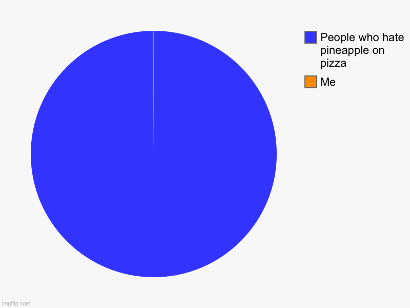 Me, People who hate pineapple on pizza | image tagged in charts,pie charts | made w/ Imgflip chart maker