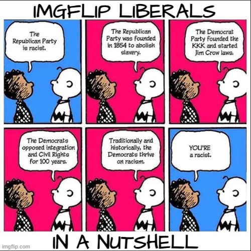 But the parties switched platforms because wiki said so, I got a collapsed bridge to sell you | IMGFLIP LIBERALS; IN A NUTSHELL | image tagged in racism,liberal logic,sheeple,sheep,racist,fascist | made w/ Imgflip meme maker