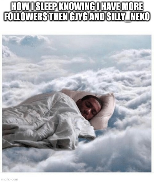 How I sleep knowing | HOW I SLEEP KNOWING I HAVE MORE FOLLOWERS THEN GJYG AND SILLY_NEKO | image tagged in how i sleep knowing | made w/ Imgflip meme maker