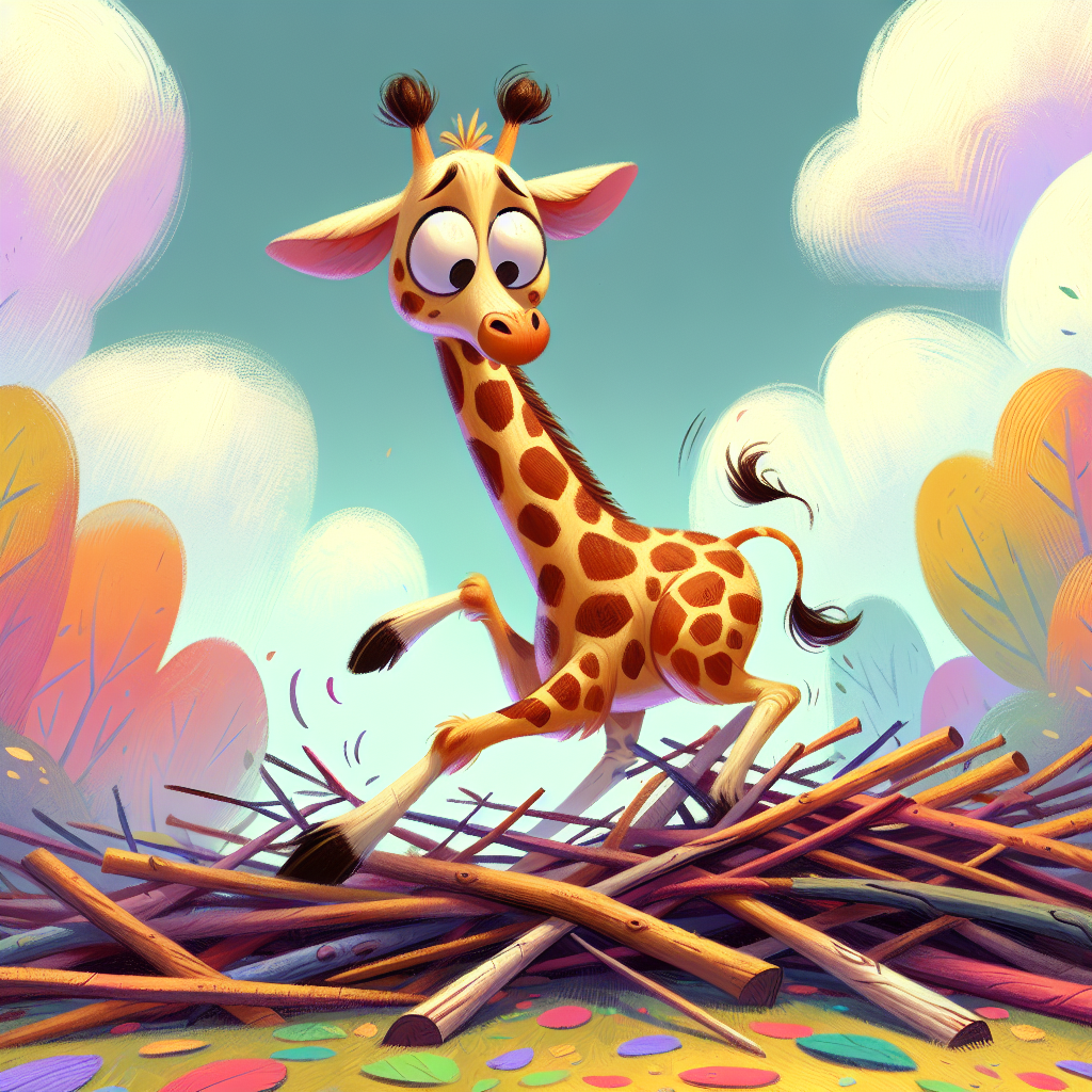 High Quality anxious giraffe tripping on branches Blank Meme Template