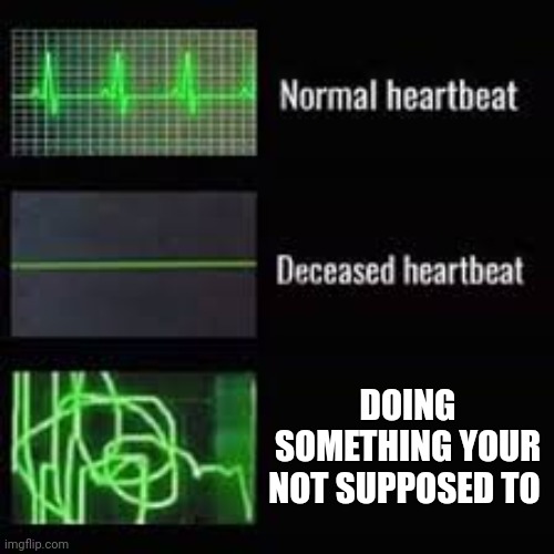 Heart Rate Monitor | DOING SOMETHING YOUR NOT SUPPOSED TO | image tagged in heart rate monitor | made w/ Imgflip meme maker