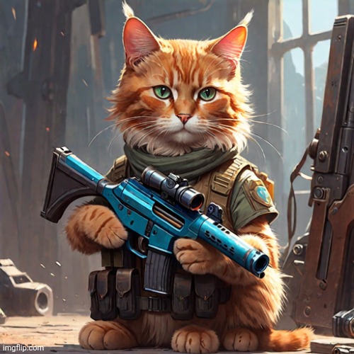 Cat with a gun | made w/ Imgflip meme maker