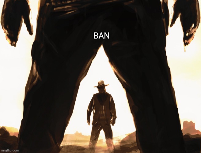 Cowboy Duel | BAN | image tagged in cowboy duel | made w/ Imgflip meme maker
