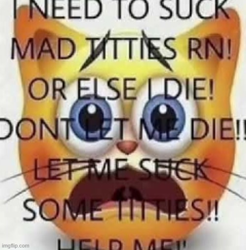 I NEED TO SUCK MAD TITTIES RN! | image tagged in i need to suck mad titties rn | made w/ Imgflip meme maker