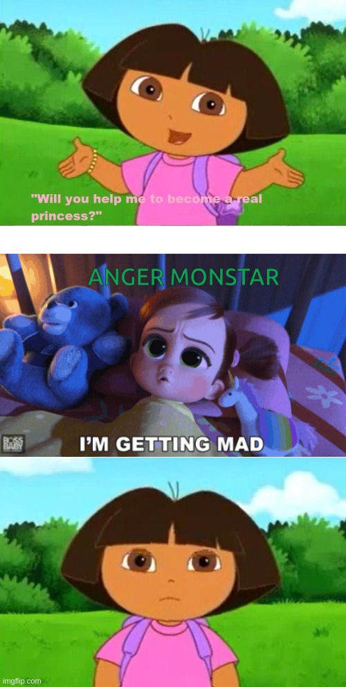tina says no to dora | image tagged in add angry character,the boss baby | made w/ Imgflip meme maker
