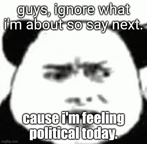 Confused chinese bear | guys, ignore what i'm about so say next. cause i'm feeling political today. | image tagged in confused chinese bear | made w/ Imgflip meme maker