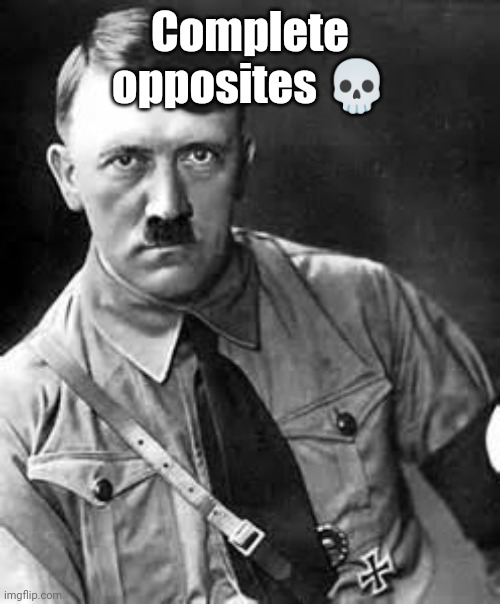 Adolf Hitler | Complete opposites ? | image tagged in adolf hitler | made w/ Imgflip meme maker