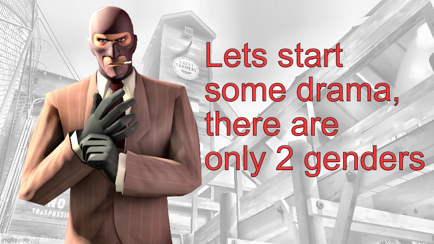 TF2 spy casual yapping temp | Lets start some drama, there are only 2 genders | image tagged in tf2 spy casual yapping temp | made w/ Imgflip meme maker