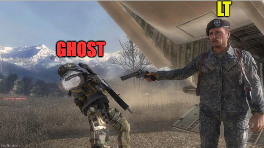 Shepherd killing Ghost | LT GHOST | image tagged in shepherd killing ghost | made w/ Imgflip meme maker