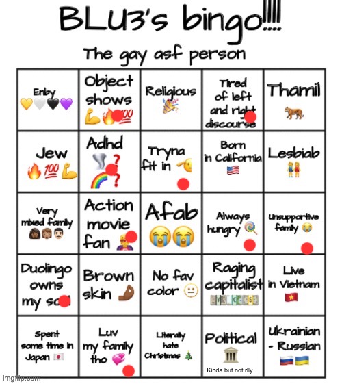 No bingo :[ | Kinda but not rlly | image tagged in bingo | made w/ Imgflip meme maker