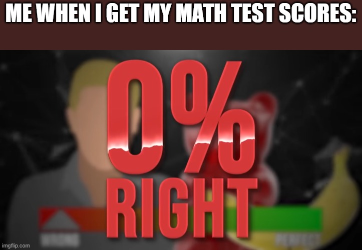 Meme | ME WHEN I GET MY MATH TEST SCORES: | image tagged in 0 right | made w/ Imgflip meme maker
