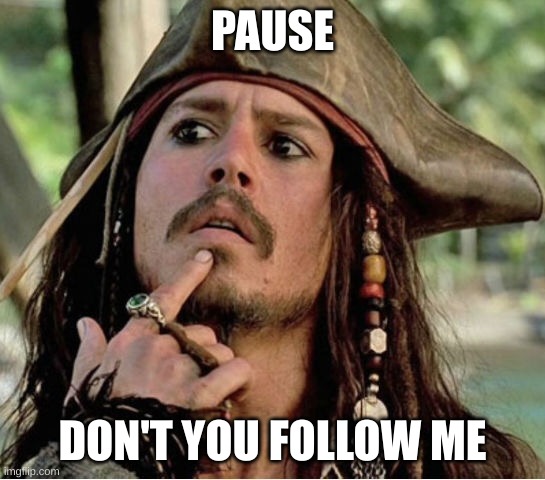 PAUSE DON'T YOU FOLLOW ME | image tagged in gives pause pirate | made w/ Imgflip meme maker