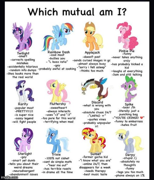 I love mlp, don't get me wrong!! >w< | image tagged in which mutual am i mlp | made w/ Imgflip meme maker