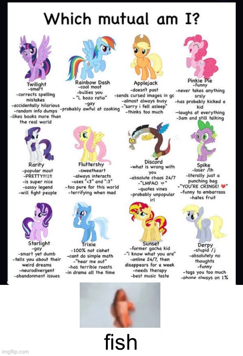 Which mutual am I MLP | fish | image tagged in which mutual am i mlp | made w/ Imgflip meme maker