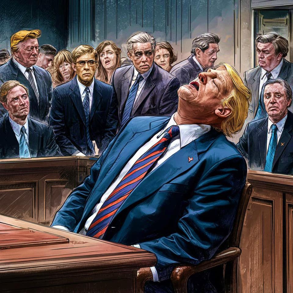 High Quality Sleepy Donald Trump in his courtroom serenade Blank Meme Template