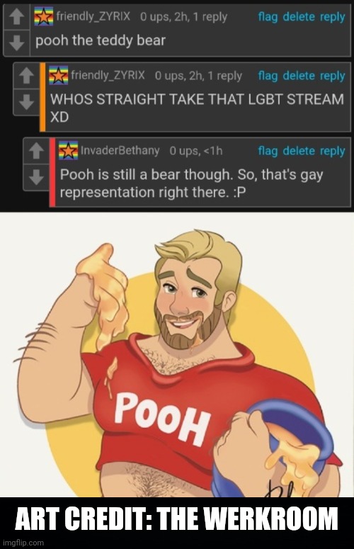 Pooh Bear | ART CREDIT: THE WERKROOM | image tagged in lgbtq,replying to comments,bear,gay,winnie the pooh | made w/ Imgflip meme maker