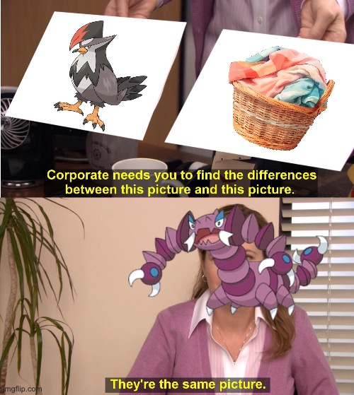 Drapion during the Lily of the Valley Conference | image tagged in memes,they're the same picture,pokemon,laundry | made w/ Imgflip meme maker