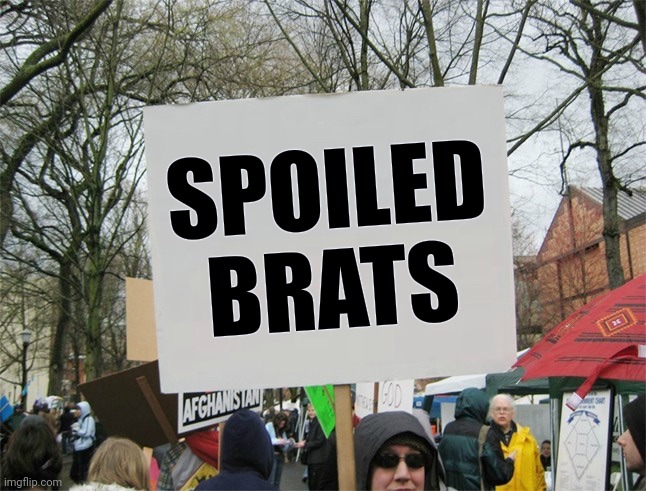 Blank protest sign | SPOILED
BRATS | image tagged in blank protest sign | made w/ Imgflip meme maker