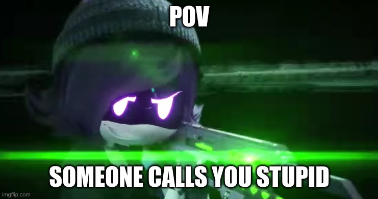 Yessss | POV; SOMEONE CALLS YOU STUPID | image tagged in uzi with a rail-gun | made w/ Imgflip meme maker