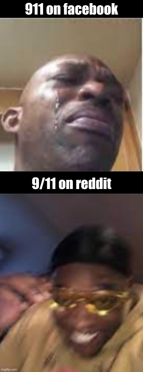 FR (me putting this because idk what to title it) | 911 on facebook; 9/11 on reddit | image tagged in 9/11,reddit,facebook,funny meme,dark humor | made w/ Imgflip meme maker