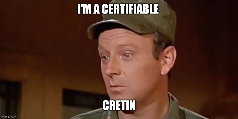 Certifiable Cretin | I'M A CERTIFIABLE; CRETIN | image tagged in funny memes | made w/ Imgflip meme maker