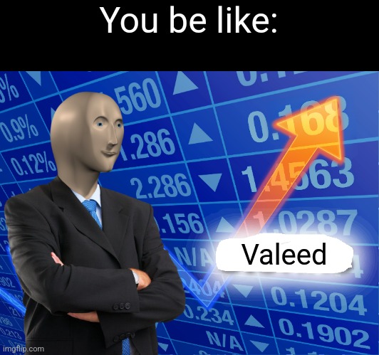Empty Stonks | You be like:; Valeed | image tagged in empty stonks | made w/ Imgflip meme maker