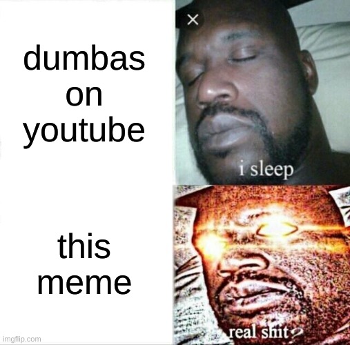 dumbas on youtube this meme | image tagged in memes,sleeping shaq | made w/ Imgflip meme maker