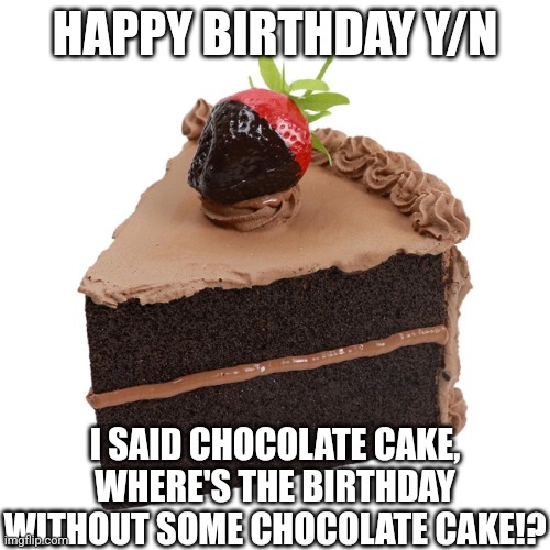 You can read if... you have a birthday yk... | HAPPY BIRTHDAY Y/N; I SAID CHOCOLATE CAKE, WHERE'S THE BIRTHDAY WITHOUT SOME CHOCOLATE CAKE!? | image tagged in cake,memes,happy birthday,sweet | made w/ Imgflip meme maker