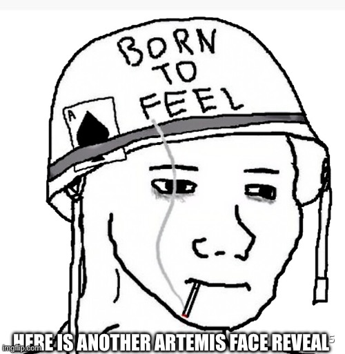 War wojak | HERE IS ANOTHER ARTEMIS FACE REVEAL | image tagged in war wojak | made w/ Imgflip meme maker