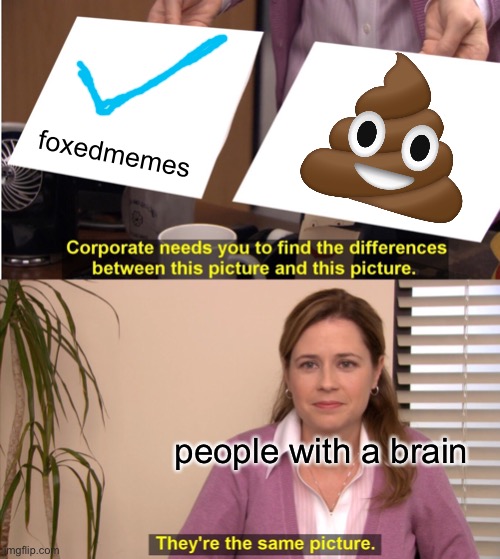 They're The Same Picture Meme | foxedmemes; people with a brain | image tagged in memes,they're the same picture | made w/ Imgflip meme maker