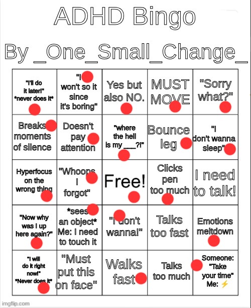 ADHD Bingo - Imgflip