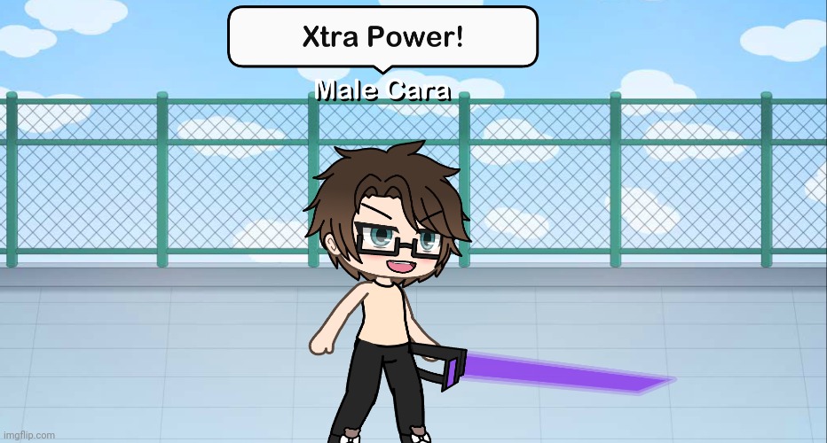 X is for Xtra Power | image tagged in pop up school 2,pus2,x is for x,male cara,xtra power,shirtless | made w/ Imgflip meme maker
