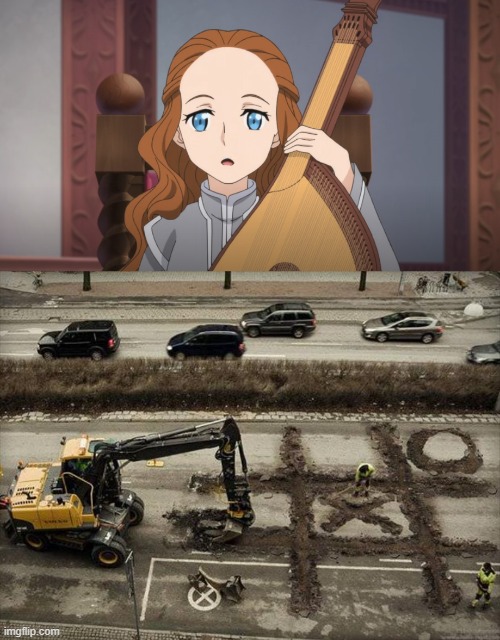 that's the biggest forehead i've seen so far | image tagged in road work/tic tac toe,memes,anime meme,ascendance of a bookworm,tic tac toe | made w/ Imgflip meme maker