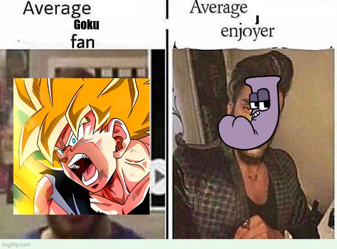 Average *BLANK* Fan VS Average *BLANK* Enjoyer | J; Goku | image tagged in average blank fan vs average blank enjoyer | made w/ Imgflip meme maker