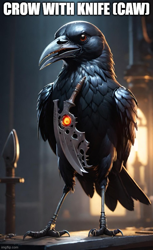 CROW WITH KNIFE (CAW) | made w/ Imgflip meme maker